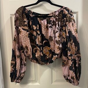 Olivaceous Black and Pink Floral Blouse